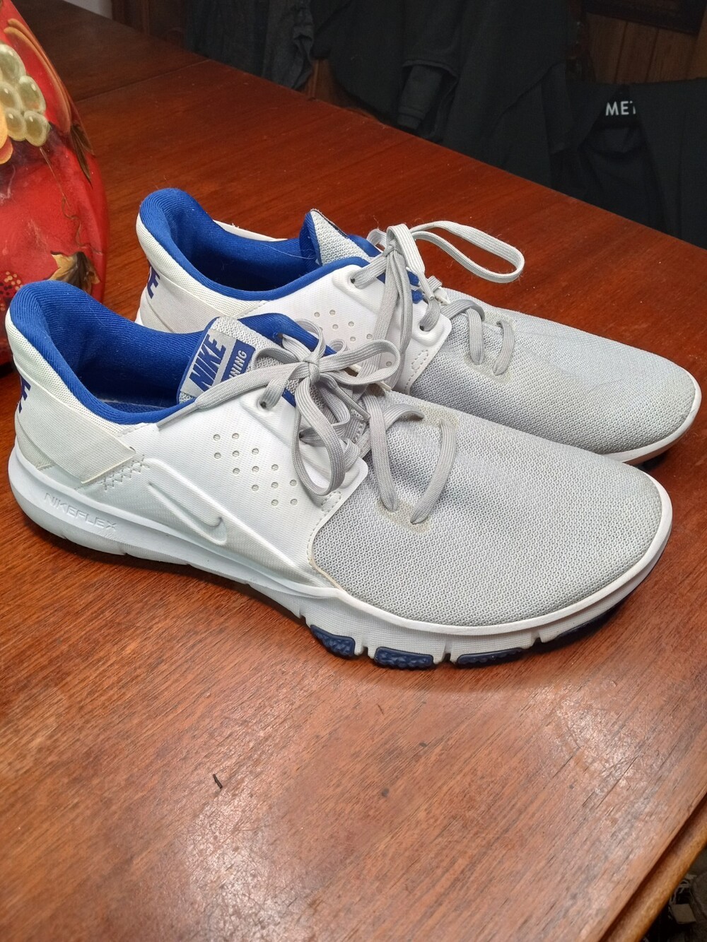 Nike AJ5911-004 Flex Control Gray White and Blue Training Shoes - Men 12